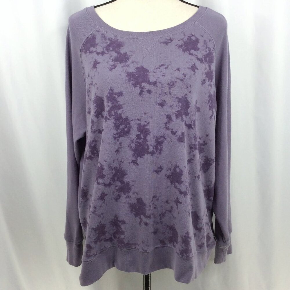 Eddie Bauer Legend Wash Sweatshirt Womens 2XL Purple Tie Dye Splotches Raglan
